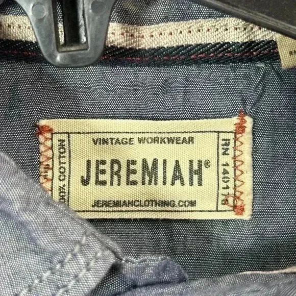 Jeremiah Clothing Shirt Mens Size Medium Blue Button Up Workwear Cotton Pocket - Picture 6 of 9